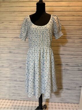 Ann Taylor Light Blue & White Floral Midi Dress
